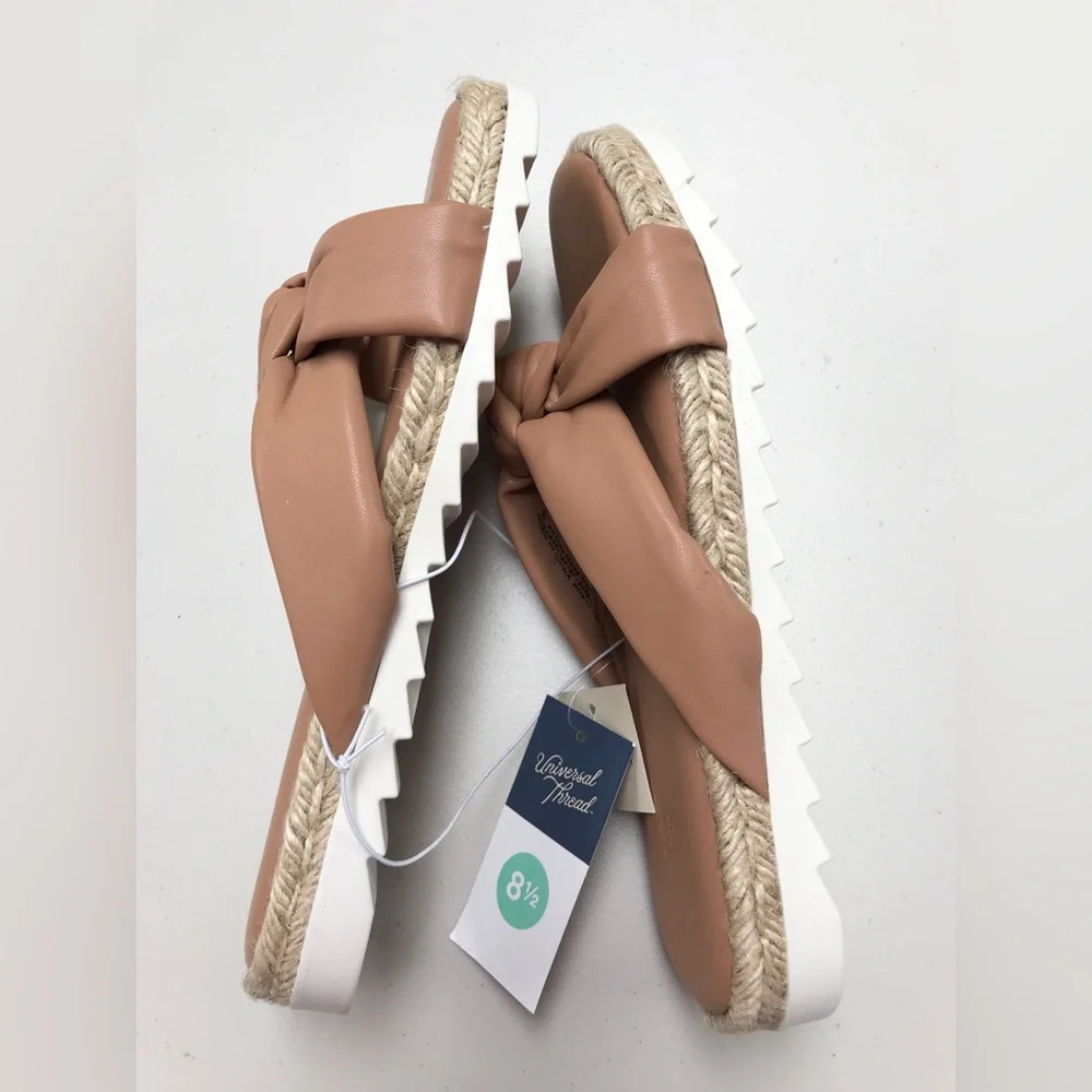 Women's Tan Sandals with Bow Detail